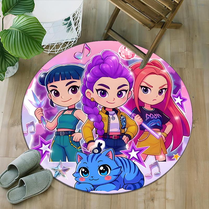 1 шт. Ковер K-pop команды, Круглый ковер, Удобный, Подходит для прихожих, Гостиных, Офиса и Спален, Рождественское украшение