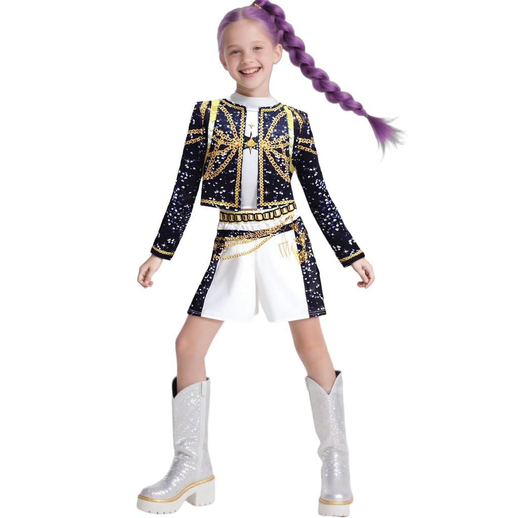 K-Pop Demon Hunters Rumi Cosplay Costume Kids Fancy Dress Idol Girls Zoey Cosplay Set 3D Printed Stage Girl Halloween Clothes