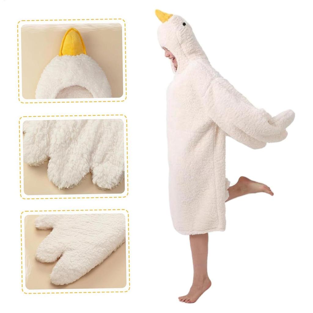 Wearable Blankie Hoodie Geese Shape Oversized Wearable Blanket Loose Warm Pajamas for Adults Teens Men Winter Lounging Reading