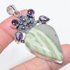 Natural Swiss Green Opal, Amethyst 925 Sterling Silver Pendant 2.60" E1u18