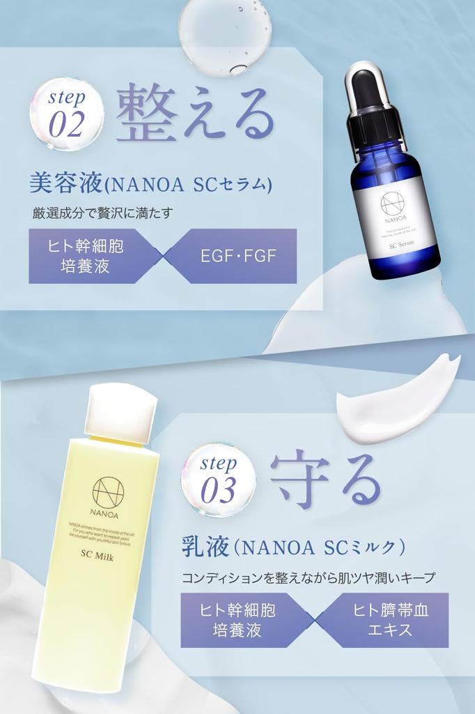 NANOA Skin Care Human Stem Cell EGF Aging, который очень популярен среди молочных продуктов Made in Japan (Наноа) Набор, Уход, врачи, Керамид, Без добавок,