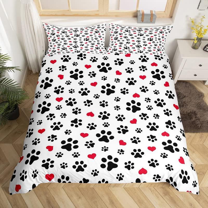 Cat Paw Duvet Cover Cartoon Animal Bedding Collection Single Twin King For Girl Teen Microfiber Lovely Kitten Puppy Pet Comforter Cover