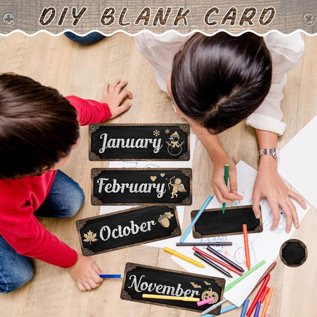 Gueevin 60 Pcs Industrial Chic Months of The Year Bulletin Board Set Holiday Monthly Headliners Employee of The Month Sign 12 Seasonal Monthly