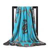 Women Fashion Square Vintage Print Satin Neckerchief Sun-Proof Scarf Scarves Shawl High Quality 1PC 90*90cm
