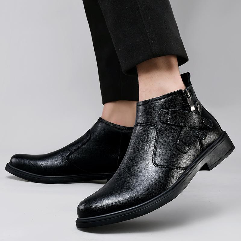 Осень-зима высококачественные мужские ботинки челси, роскошные брендовые белые джинсовые ботинки с боковой молнией, деловые формальные кожаные ботинки