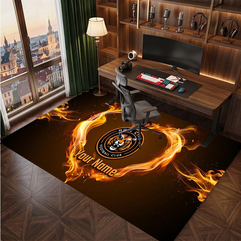 Hull City Custom Crystal Velvet Rug, Personalized Name Text Print, Football Logo Soft Non‑Slip Floor Mat Home Decor Gift