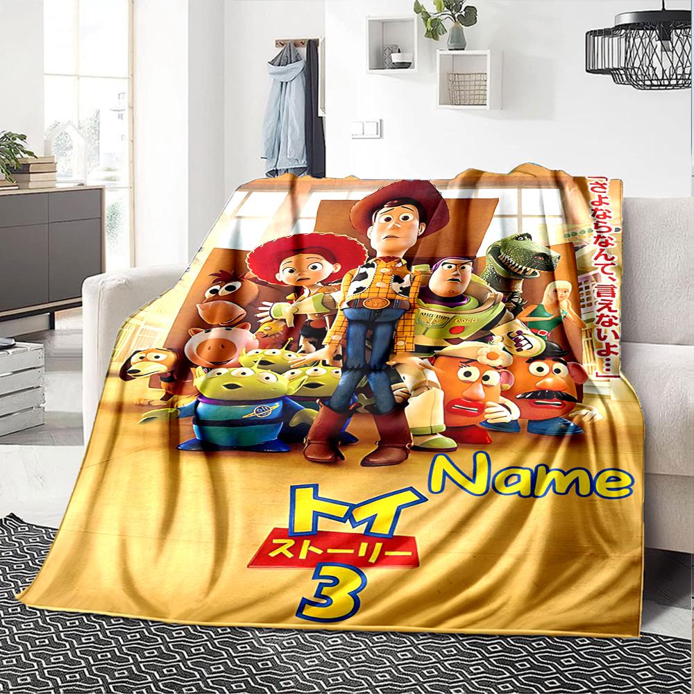 Custom Name Toy Story Adventure flannel Blanket for Super Soft Cute Comfort Blanket for Travel Bedding Couch Sofa Blanket