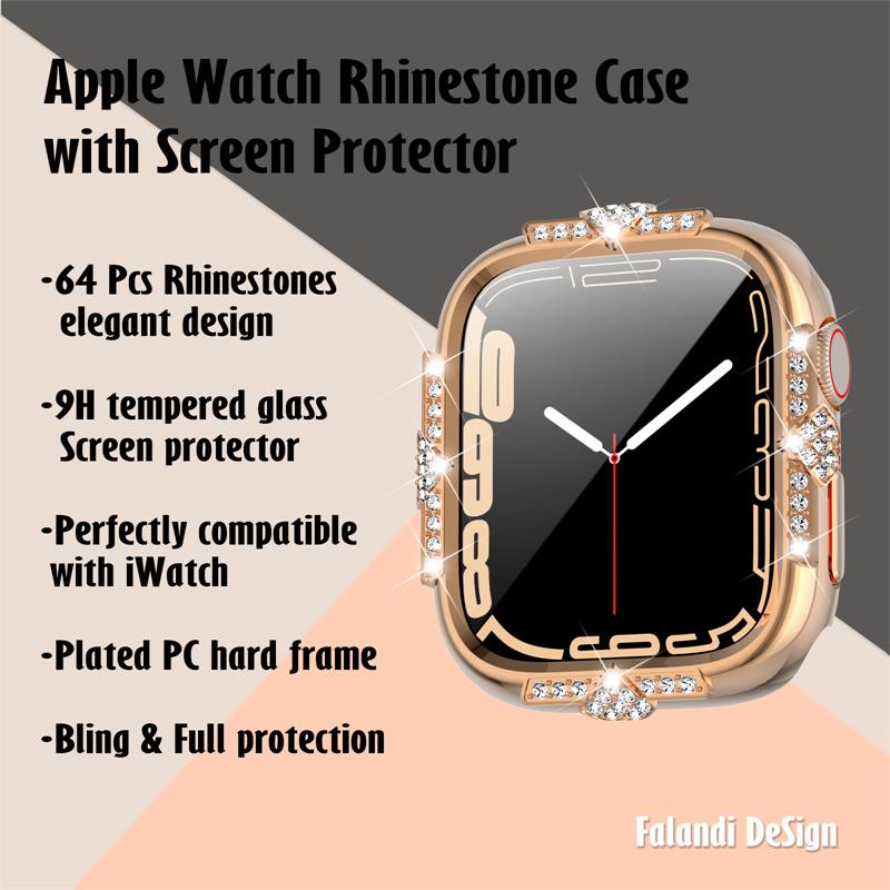 Прозрачный полый блестящий алмазный ПК-чехол для Apple Watch 40 44 41 45 мм защитный чехол для iWatch Series 9 8 7 6 5 SE2 SE3