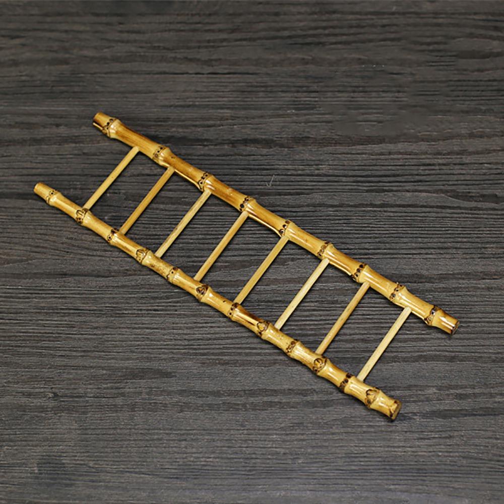 Multi-purpose Bamboo Ladder Cup Holder Yellow Tea Accessories Desktop Ornament
