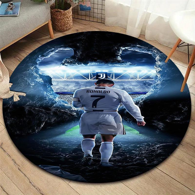 Круглый ковер Cristiano Ronaldo, Ковер для гостиной, спальни, дивана, игровой комнаты, Нескользящий коврик для пола