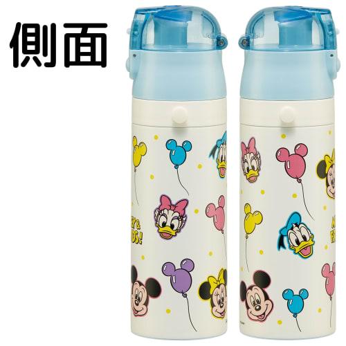 Skater Children's Water Bottle, 2-Way, 470ml (Direct Drinking) or 430ml (Cup Drinking), Disney Mickey & Friends Balloon Design, Stainless Steel, Insul
