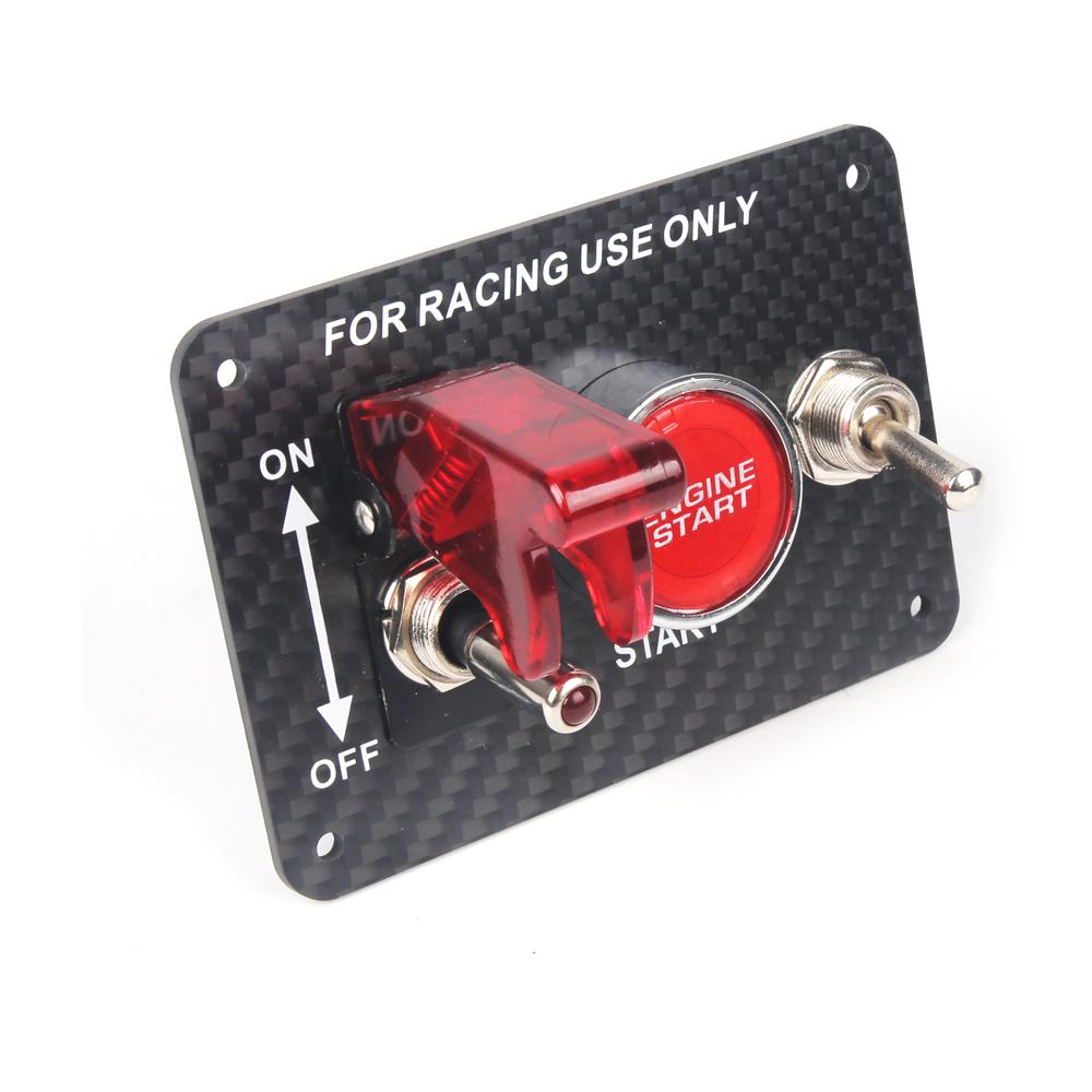 3 Gang True Carbon Fiber 12V LED Lgnition Switch Panel Car Modification Racing Universal Car Engine Start Push Button