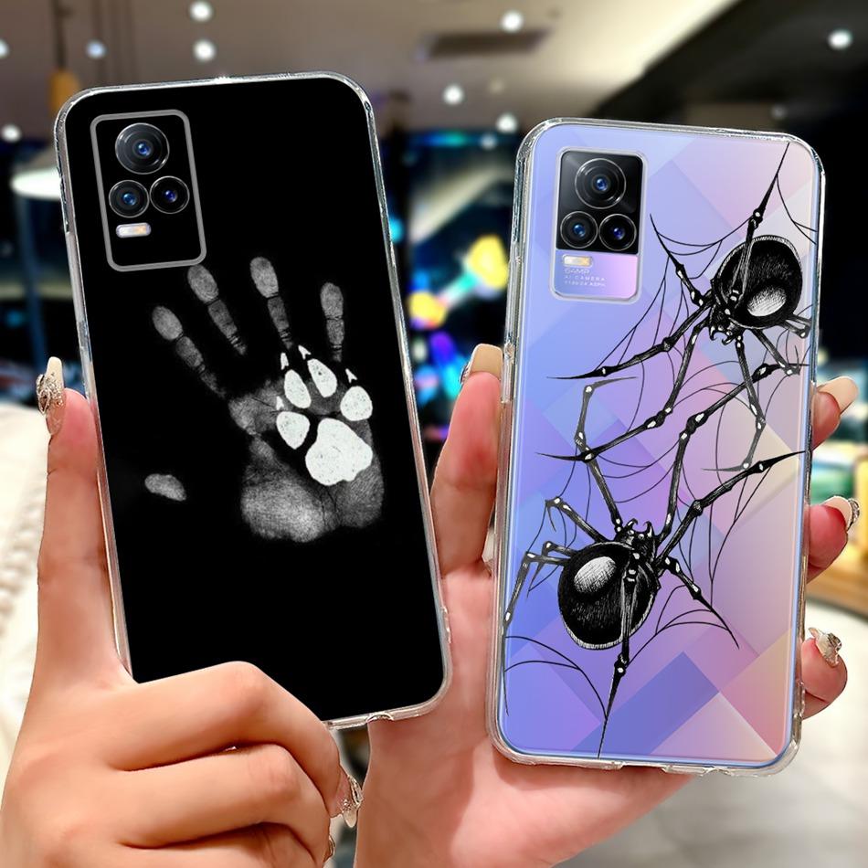 Чехол для телефона Vivo V21e V2061 / V21 4G 5G V2050 V2066 VivoV21e V 21 4G Элегантный цветочный принт с кошкой Мягкий силиконовый ТПУ Чехлы