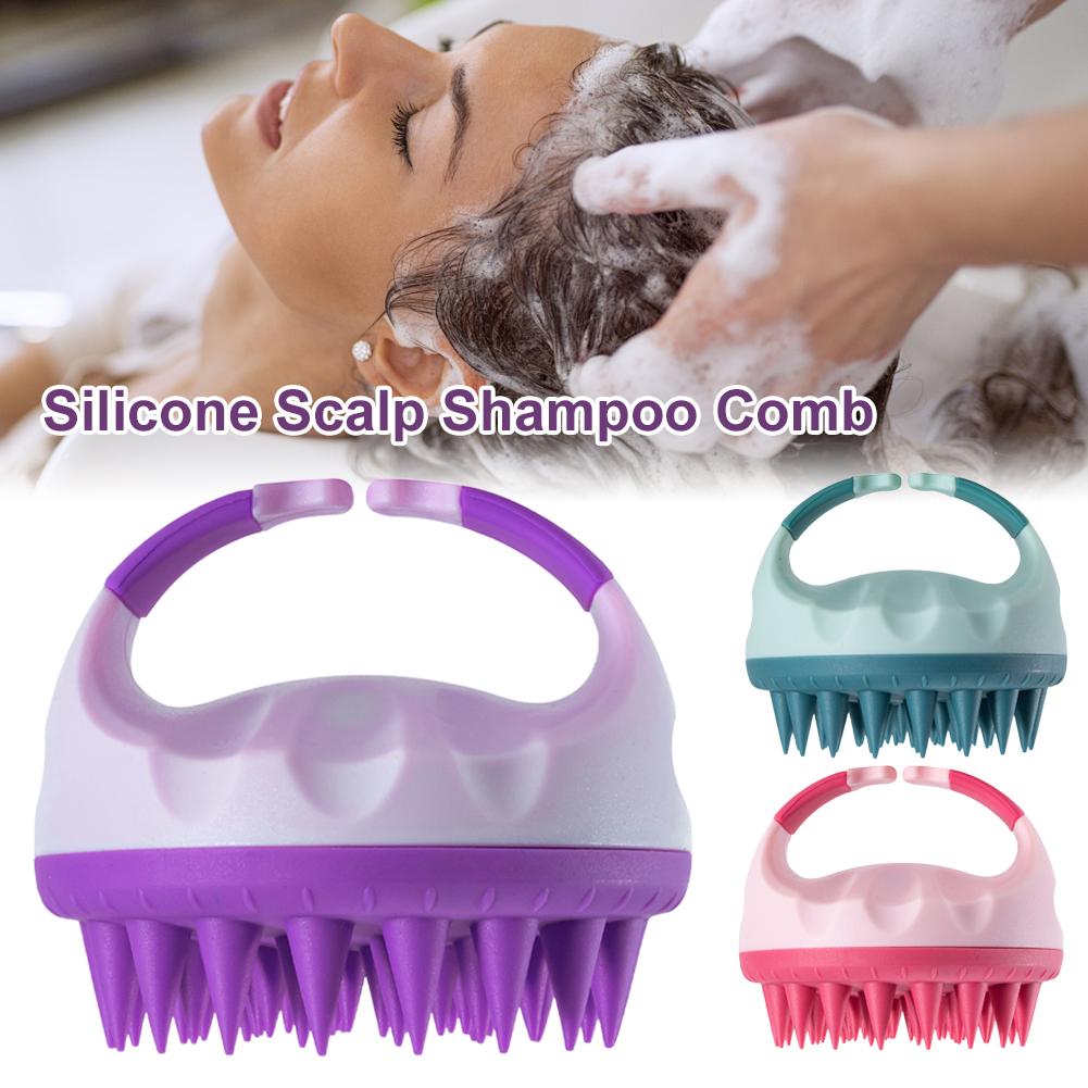 Silicone Scalp Massager Shampoo Brush For Hair Wash & Head Massage Tool For Bath Shower, Gentle Exfoliating Scrubber For Adults