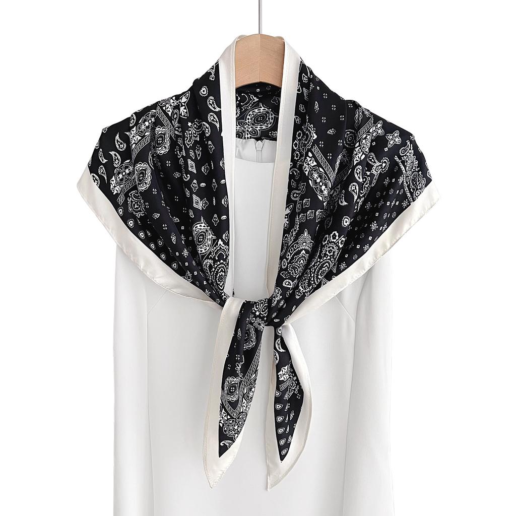Fashion versatile cashew flower triangular silk scarf spring and summer travel sunscreen decorative silk scarf scarf thin breathable headscarf