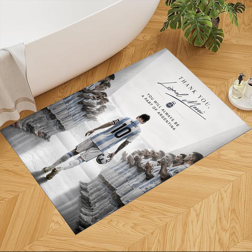 Football Messi Floor Mat Suitable for Kitchen Entryway Hallway Dormitory Anti-slip Rug Decorate Offices Luxury Gift for Birthday, Christmas, Wedding