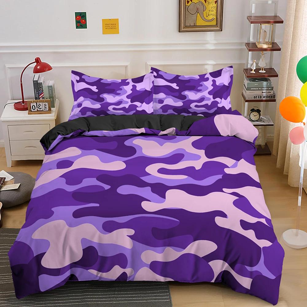 Camouflage Bedding Set Boy Teen Kids Abstract Duvet Cover with Pillowcase King Queen Twin Size Polyester Comforter Cover 2/3Pcs