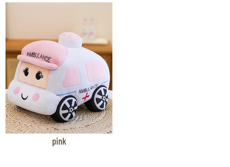 Cute Plush Toy Car: Ambulance, Police, Taxi, Children's Cushion Doll Model
