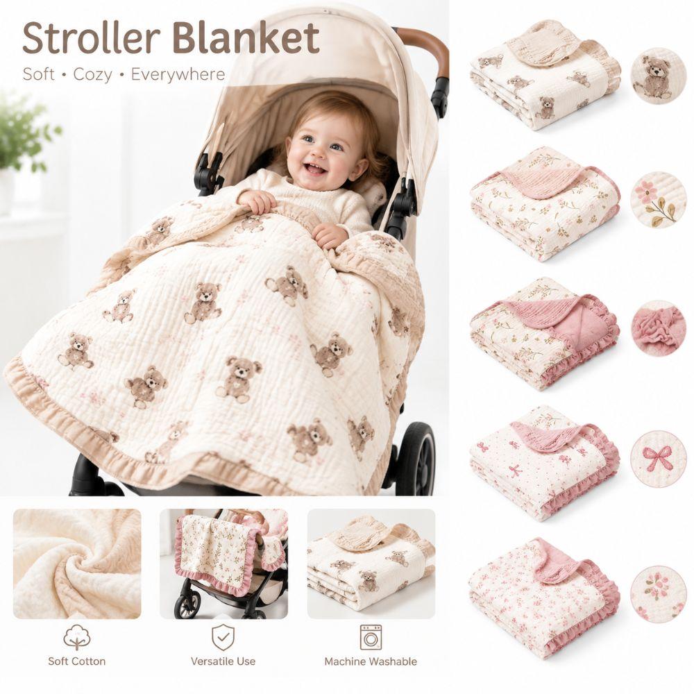 Cotton Baby Swaddle Blanket Ruffled Lace Windproof Cover High Quality Swaddle Wrap Infant