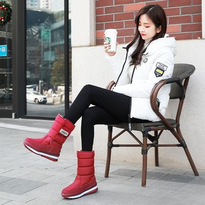 Женские зимние меховые утепленные водонепроницаемые удобные теплые непродуваемые легкие походные водонепроницаемые нескользящие полусапоги до середины икры для снега