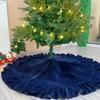 Yousheng Velvet Christmas Tree Skirt 48 Inch Ruffled Holiday Tree Skirt Rustic Xmas Tree Decoration Soft Festive Tree Apron for Cozy Celebrations