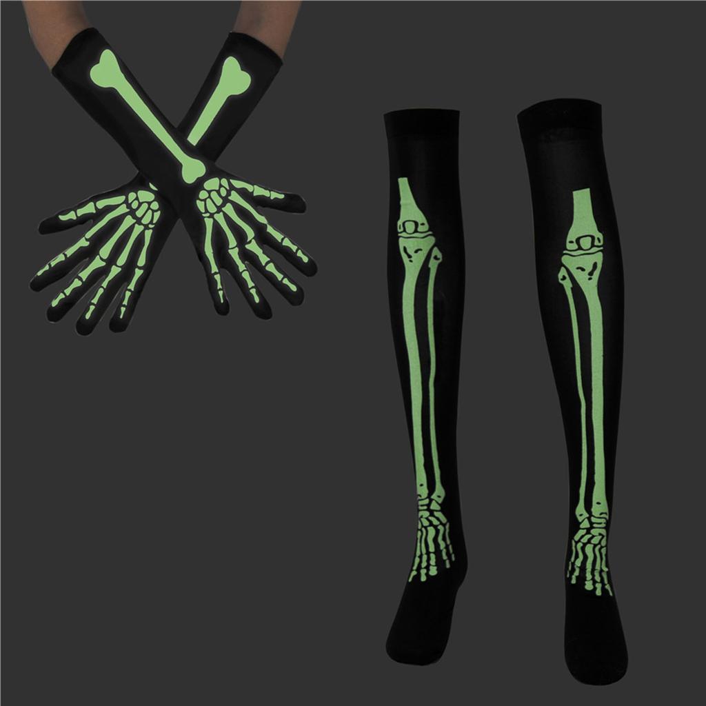 Скелет, перчатки, чулки, костюм на Хэллоуин для костюма, аксессуары для ролевых игр