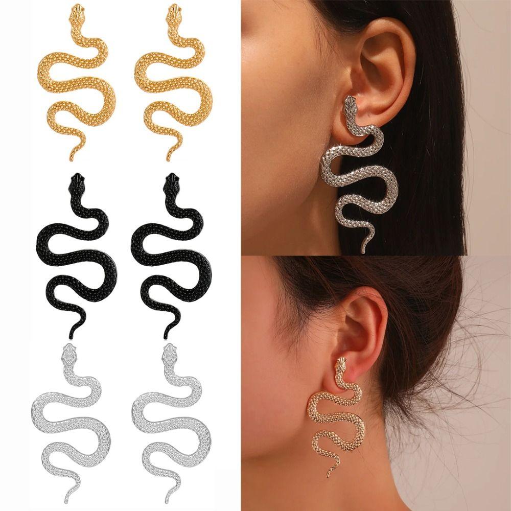 Trend Earrings Gothic Metal Earrings Temperament Snake Shaped Pendant Earrings Women