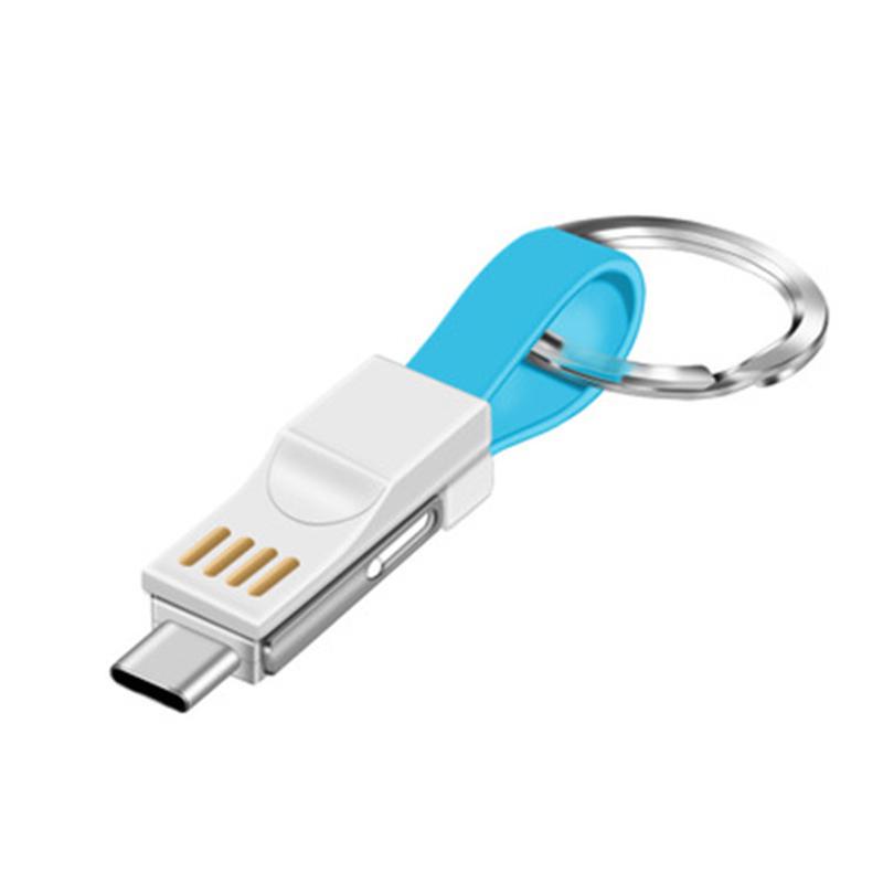 VAORLO Портативный мини-брелок 3 в 1, USB-кабель Micro USB Type C для iPhone, быстрое зарядное устройство, кабель для синхронизации данных, зарядный кабель Cabo USB-кабель