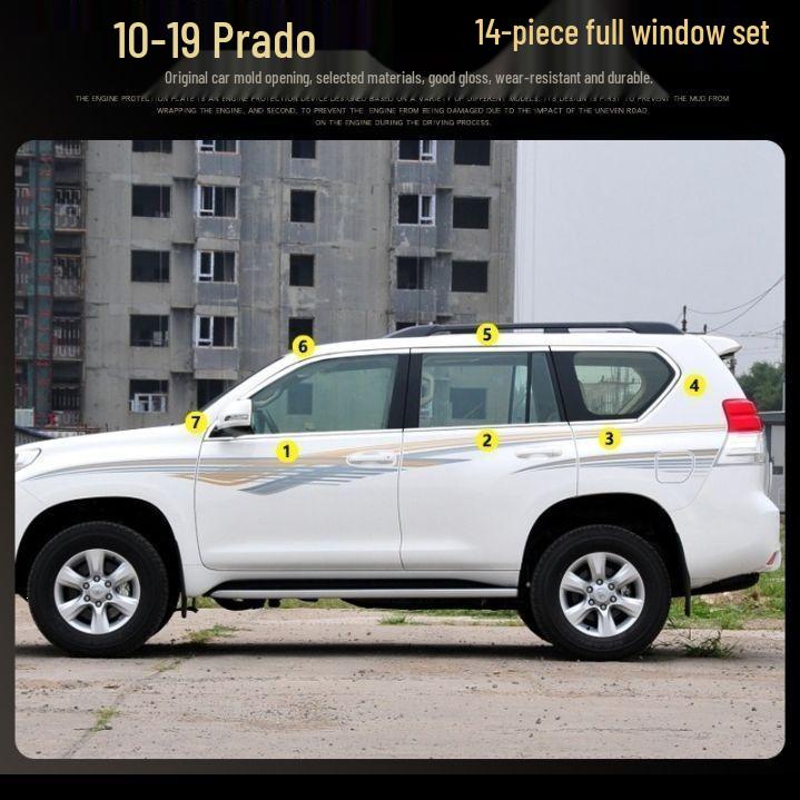 Накладки на окна из нержавеющей стали для Toyota Prado 2010-2020