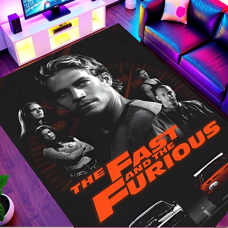 Fast & Furious Print Rug, Washable Floor Carpet, For Entryway Dorm Laundry Room Office Study, Home Decor Birthday Christmas Gift