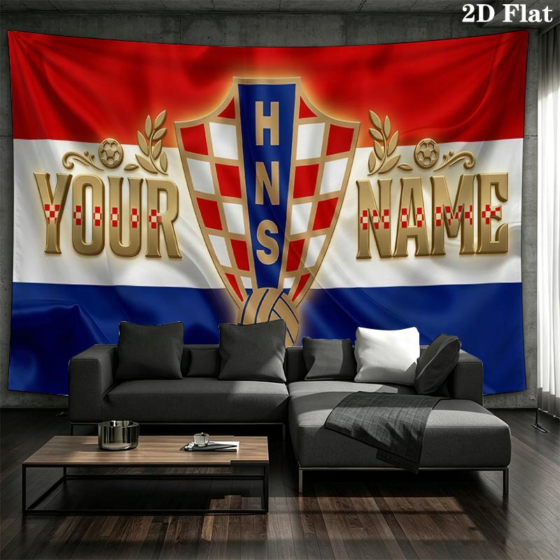 Custom Name,Croatia Wall tapestry, aesthetic printed fabric blanket, suitable for bedroom, living room, and home decor.