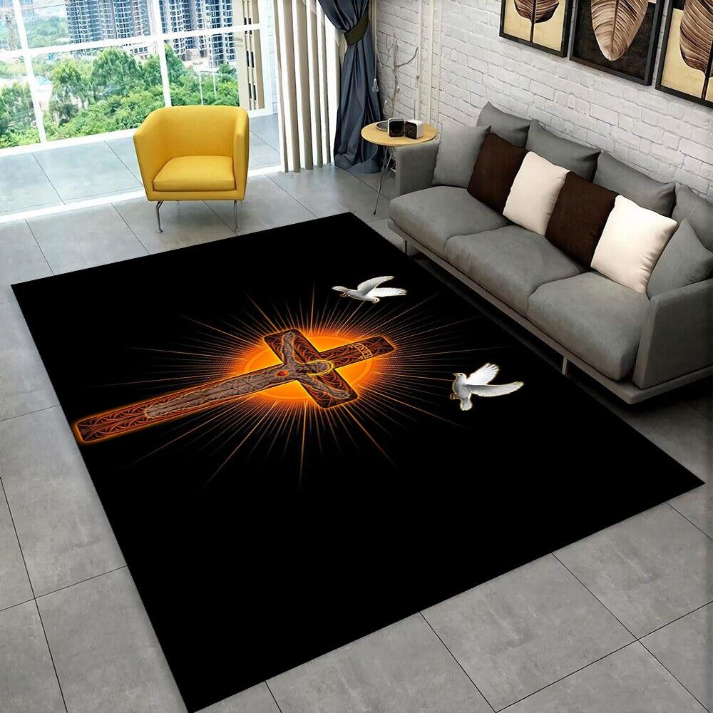 Коврик для молитвы с библейским крестом Иисуса, ковер для дома, гостиной, спальни, дивана, коврик для двери, декор для детской игры, нескользящий напольный коврик, подарок