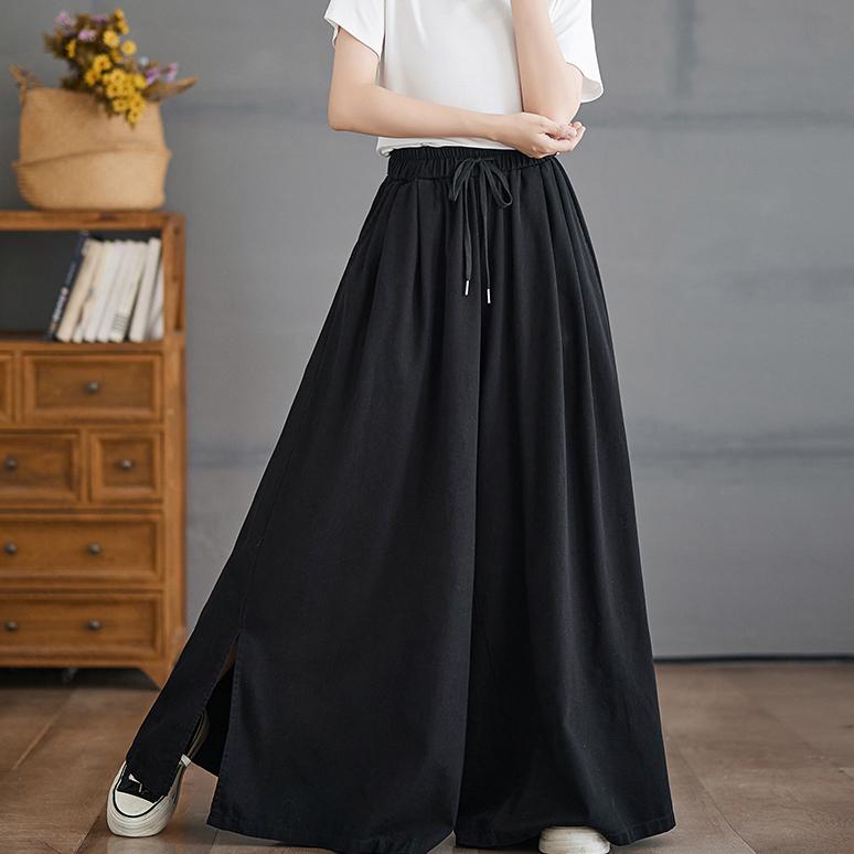 Dimanaf 2024 Summer Plus Size Women Long Pants Trousers Loose Wide Leg Pants Casual Solid Vintage Large Size Casual Pants