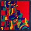 Mai Tong 90x90cm Picasso-Inspired Square Silk Scarf for Ladies