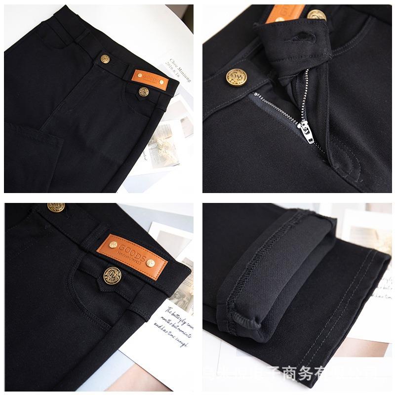 Брюки-трубы женские новые весенне-осенние с высокой талией узкого кроя девятиточечные черные брюки женские маленькие прямые джинсы