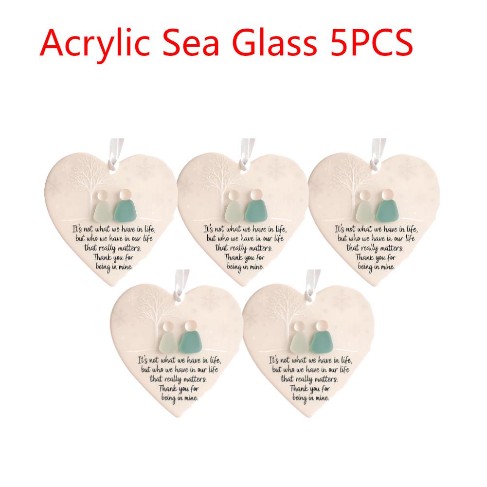 2/5PCS Sea Glass Friendship Decors Keepsake Christmas Pendant Christmas Friends Plaque for Christmas Tree Hanging Ornament