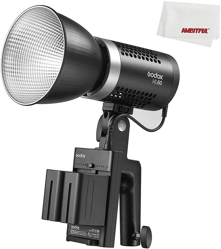 Godox ML60 60 Вт Мощность в ваших руках Светодиодный видеосвет CRI TLCI 8 FX Тихий Яркость В комплекте 2X NP970 Литиевые батареи (Крепление Godox), 96+, 97+,