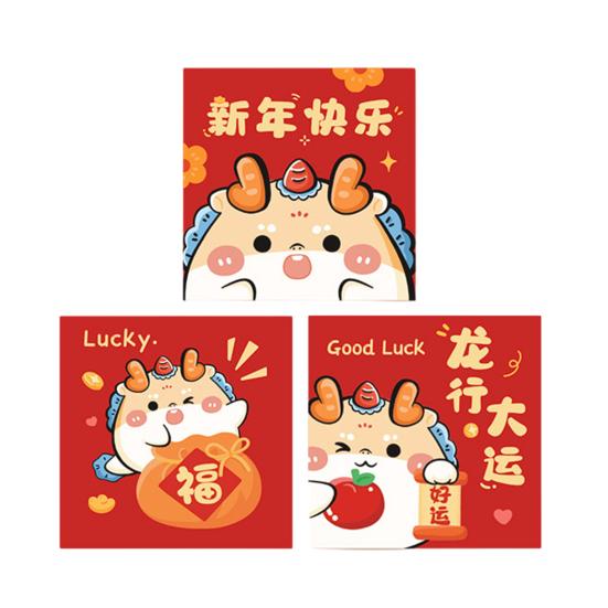 6 шт. китайские новогодние красные конверты с рисунком дракона хорошие благословляющие буквы традиционные китайские красные конверты