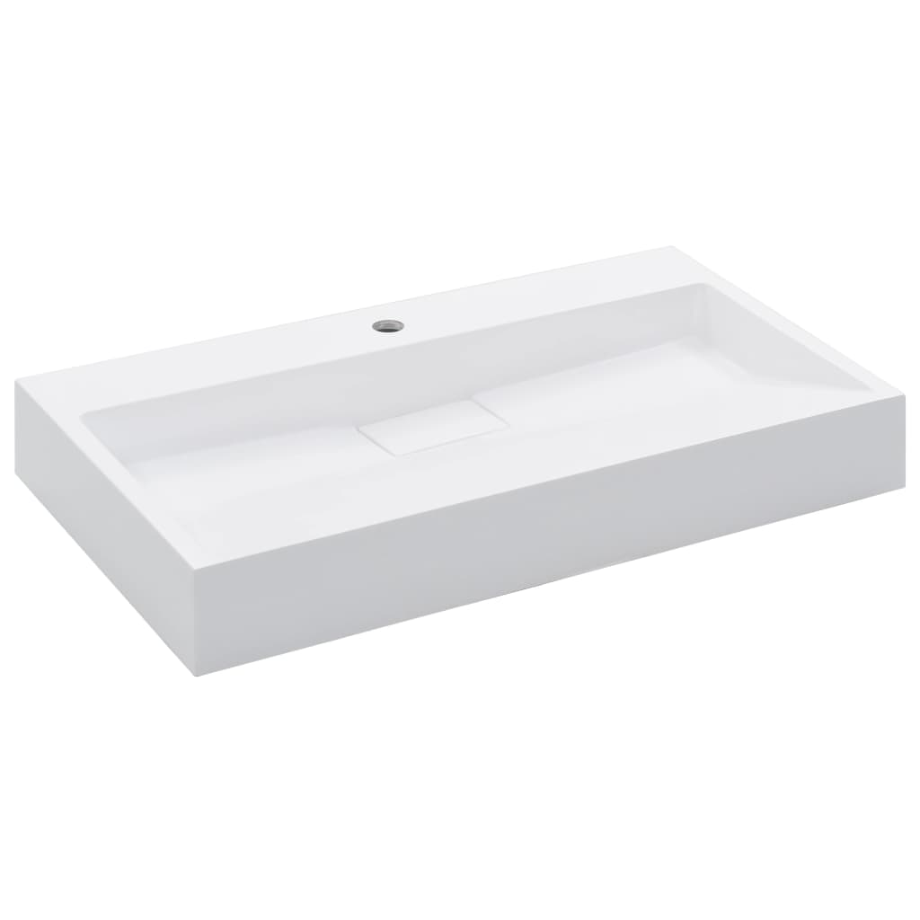 Wash Basin 80 x 46 x 11 cm Mineral Cast Marble Cast White