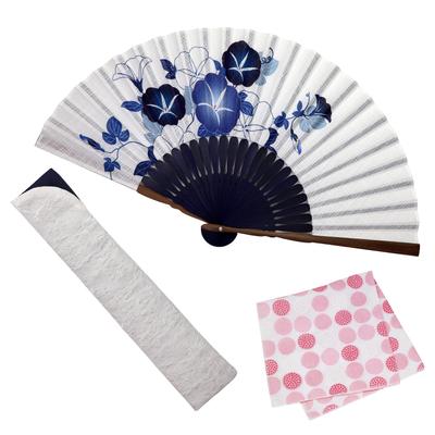 Веер-платок Aihana [Osaka Choseido] Веер, женский, модный, деловой, сумка, держатель, набор, (Утренняя слава)