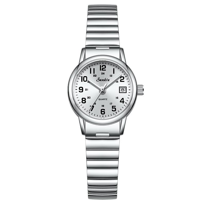SUNKTA Watch Women New Fashion Luxury Stainless Steel Wristwatch Bracelet Simple Golden Waterproof Luminous Ladies Watches