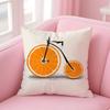 Fruit Orange Lemon Bicycle Pillow Case Anti-dustmite Pillow Invisible Zipper Silky Short Plush Sofa Cushion Cover