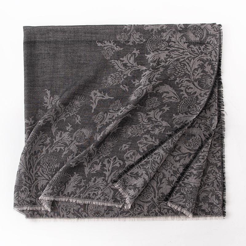 Cashmere Scarf High End French Retro Cashew Flower Jacquard Large Square Scarf Air Conditioned Room Shawl for Women Autumn Outerwear