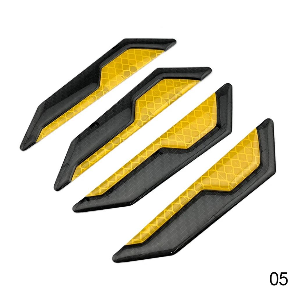 4PCS Car Door Anti-Collision Strip Body Stickers Reflective Warning Stickers Decorative Scratch-Resistant Modified Universal