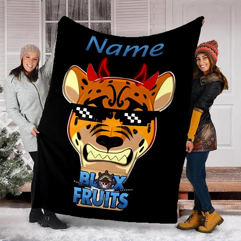 Personalized Custom Name Blanket - Game Blox Fruits Print Design,Blanket for Sofa,Bed,Travel,Camping - Soft and Warm, Great Gift
