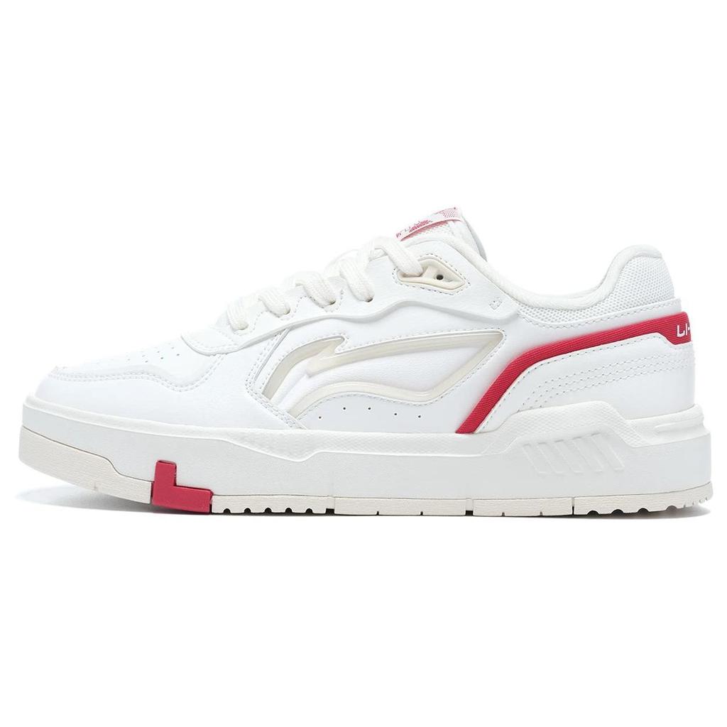 Li-Ning Lightweight Trendy Wear-Resistant Breathable Low-Top Skate Shoes Women Sneakers White Red AGCT010-1
