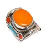 Натуральная тибетская бирюза, коралловый драгоценный камень, ювелирное кольцо ручной работы, размер 9 g1d02