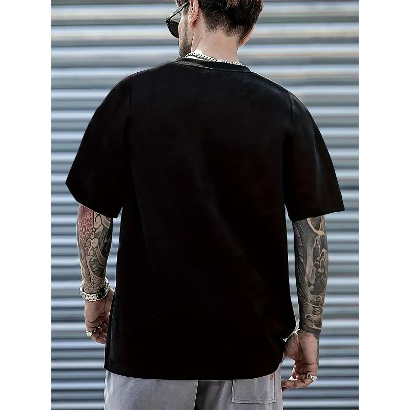 Европейские размеры Мужские футболки с коротким рукавом Принт Get Money, Удобные повседневные эластичные топы с круглым вырезом для мужских активностей на свежем воздухе