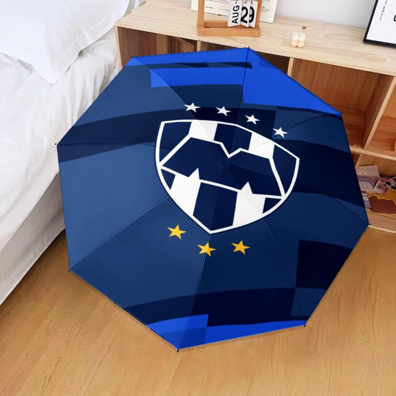 1PC Monter-rey Football Crest Art Printed Umbrella Folding umbrella, automatic umbrella 8-Frame for Travel, camping Fan gifts Christmas Gifts