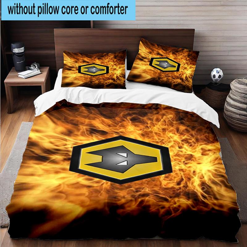 3pcs Wolves Team Emblem Printed Bedding Set Duvet Cover Closure Includes 1 Duvet Cover & 2 Pillowcases Bedding Sets Home Decor Gifts